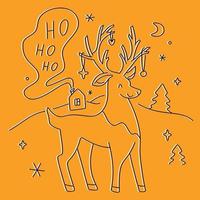 Magia lineare Natale e nuovo anno cervo vettore