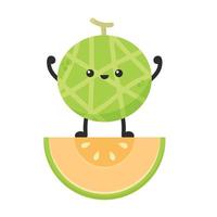 melone personaggio design. melone su bianca sfondo. melone cartone animato. vettore