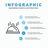 Hotel piatto pallet servizio blu infografica modello 5 passaggi vettore linea icona modello