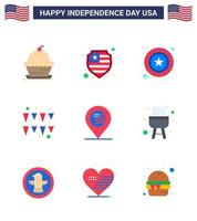 imballare di 9 creativo Stati Uniti d'America indipendenza giorno relazionato appartamenti di carta geografica americano uomini carta Festival modificabile Stati Uniti d'America giorno vettore design elementi