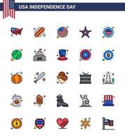 impostato di 25 Stati Uniti d'America giorno icone americano simboli indipendenza giorno segni per distintivo bandiera bandiera nazione stella modificabile Stati Uniti d'America giorno vettore design elementi