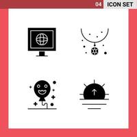 universale icona simboli gruppo di 4 moderno solido glifi di Internet vacanza Accessori collana sole modificabile vettore design elementi