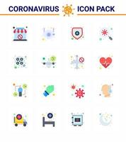 16 piatto colore coronavirus malattia e prevenzione vettore icona operazione scansione n virus batteri virale coronavirus 2019 nov malattia vettore design elementi