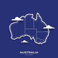 modello per sociale media vettore carta geografica di Australia isola, altamente dettagliato illustrazione con blu confine e sfondo.