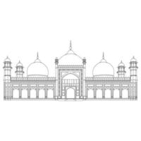 badshahi moschea lahore Pakistan bellissimo illustrazione. vettore