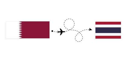 volo e viaggio a partire dal Qatar per Tailandia di passeggeri aereo viaggio concetto vettore