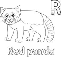 rosso panda alfabeto abc isolato colorazione pagina r vettore
