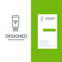 USB Wi-Fi servizio segnale grigio logo design e attività commerciale carta modello vettore