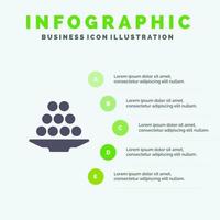 ciotola delicatezza dolce indiano laddu dolce trattare solido icona infografica 5 passaggi presentazione sfondo vettore