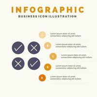 creativo attraversare design zecca solido icona infografica 5 passaggi presentazione sfondo vettore