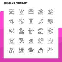 impostato di scienza e tecnologia linea icona impostato 25 icone vettore minimalismo stile design nero icone impostato lineare pittogramma imballare