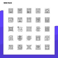 impostato di ragnatela imballare linea icona impostato 25 icone vettore minimalismo stile design nero icone impostato lineare pittogramma imballare