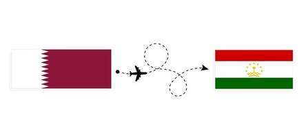 volo e viaggio a partire dal Qatar per tagikistan di passeggeri aereo viaggio concetto vettore