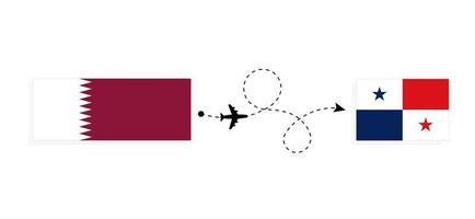 volo e viaggio a partire dal Qatar per Panama di passeggeri aereo viaggio concetto vettore