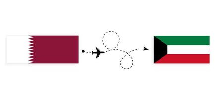 volo e viaggio a partire dal Qatar per Kuwait di passeggeri aereo viaggio concetto vettore