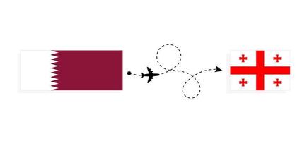 volo e viaggio a partire dal Qatar per Georgia di passeggeri aereo viaggio concetto vettore