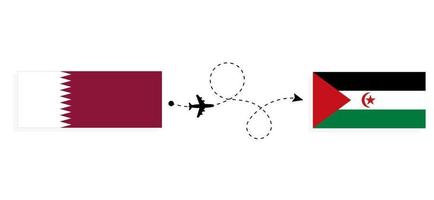 volo e viaggio a partire dal Qatar per occidentale sahara di passeggeri aereo viaggio concetto vettore