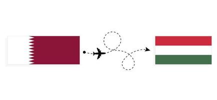 volo e viaggio a partire dal Qatar per Ungheria di passeggeri aereo viaggio concetto vettore