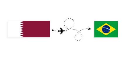 volo e viaggio a partire dal Qatar per brasile di passeggeri aereo viaggio concetto vettore