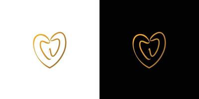 unico e moderno dentista amore logo design vettore