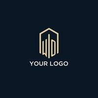 wo iniziale monogramma logo con esagonale forma stile, vero tenuta logo design idee ispirazione vettore