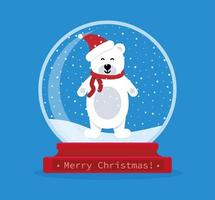 Natale neve globo con un' orso dentro. allegro Natale. festeggiare nuovo anno e Natale. vettore illustrazione nel piatto stile
