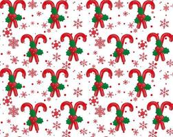 Natale vettore senza soluzione di continuità modello con caramella canne e fiocchi di neve. sfondo per involucro carta, tessuto Stampa, saluto carte design