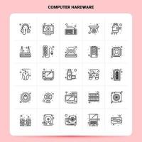 schema 25 computer hardware icona impostato vettore linea stile design nero icone impostato lineare pittogramma imballare ragnatela e mobile attività commerciale idee design vettore illustrazione