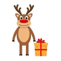 vettore cartone animato illustrazione di carino cervo Natale saluto carta vettore illustrazione design