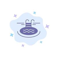 nuoto piscina Hotel servi blu icona su astratto nube sfondo vettore