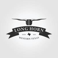 distintivo Longhorn logo vettore illustrazione disegno, occidentale Texas tipografia