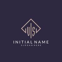 vs iniziale monogramma logo con rettangolo stile design vettore