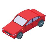 rosso berlina auto icona, isometrico stile vettore
