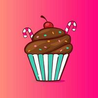 dolce Cupcake illustrazione nel cioccolato gusto con caramella e spruzzatori vettore