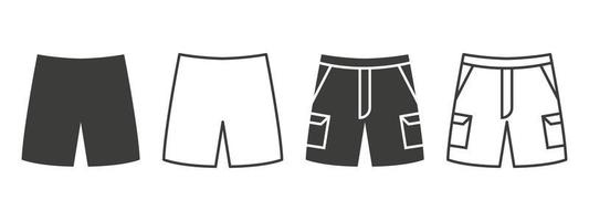 pantaloncini icone. pantaloncini con tasche di diverso stili. capi di abbigliamento simbolo concetto. vettore illustrazione