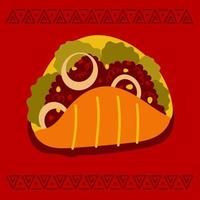 tacos messicano cibo su rosso sfondo. messicano cucina vettore
