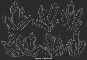 Set di icone di cristallo linea quarzo vettoriale