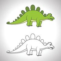 carino dinosauro cartone animato con linea arte, dinosauro per colorazione libro con colore Di meno disegno icona. vettore