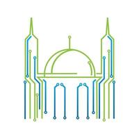 islamico centro edificio musulmano centro moschea logo design grafico concetto vettore