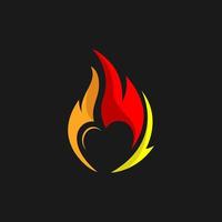 fiamma cuore caldo fuoco logo design vettore illustrazione