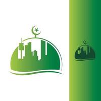islamico centro edificio musulmano centro moschea logo design grafico concetto vettore