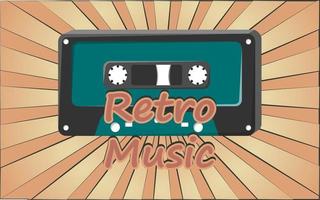 vecchio retrò Vintage ▾ manifesto con musica Audio cassetta per Audio nastro registratore con magnetico nastro a partire dal anni '70, anni 80, anni 90 contro il sfondo di il Marrone raggi di il sole. vettore illustrazione