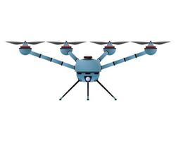 quadcopter nel realistico stile. blu fuco con telecamera. colorato vettore illustrazione isolato su bianca sfondo.