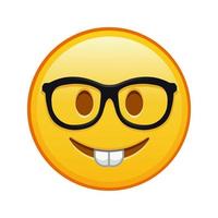 nerd viso grande dimensione di giallo emoji Sorridi vettore