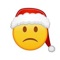 Natale leggermente accigliato viso grande dimensione di giallo emoji Sorridi vettore