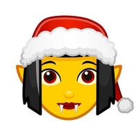 Natale femmina vampiro o dracula grande dimensione di giallo emoji viso vettore