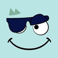 cartone animato occhiali da sole con Sorridi vettore illustrazione isolato su cielo blu sfondo
