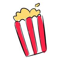 Popcorn icona. concetto di sport, intrattenimento, cinema, merenda, film, eccetera. mano disegnato vettore illustrazione.
