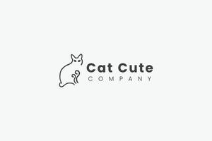 carino scarabocchio gatto minimalista schema logo design vettore