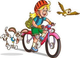 carino ragazzo equitazione bicicletta per scuola cartone animato vettore